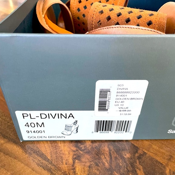 Saddle Brown/ Camel Strappy Block Heel - Saks Off 5th - Size 9 - Picture 3 of 7